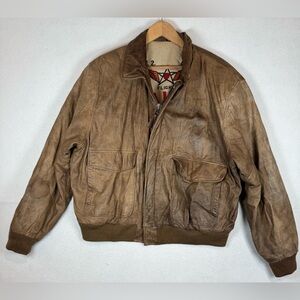 Vintage "U2 Wear Me Out" brown leather Flight Jacket